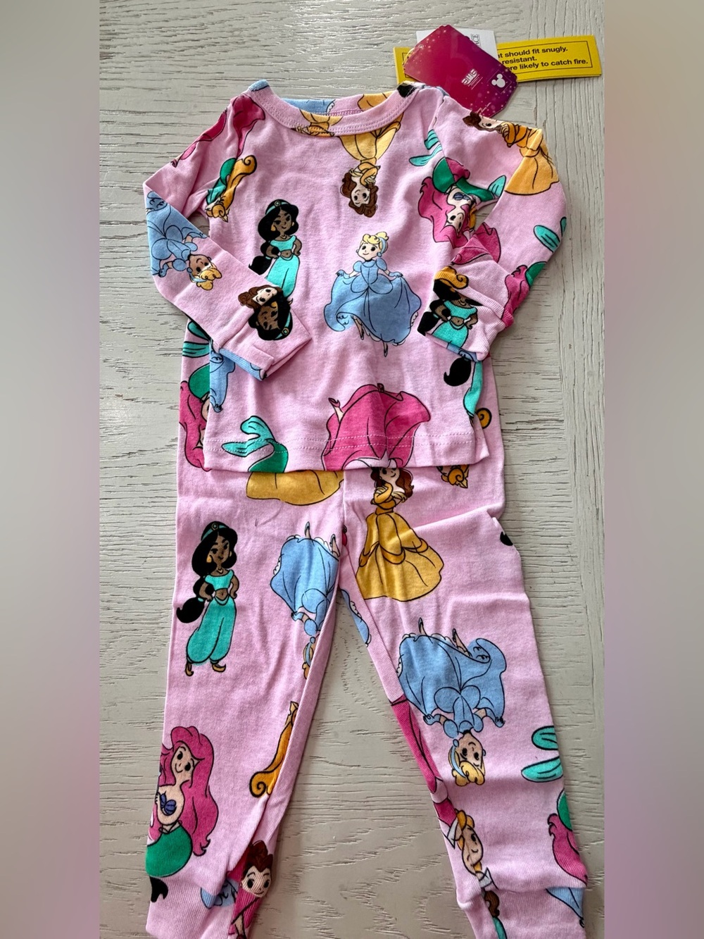 Disney Pink Princess Belle Cinderella Jasmine Mermaid Pullover Pajama Set 12/18